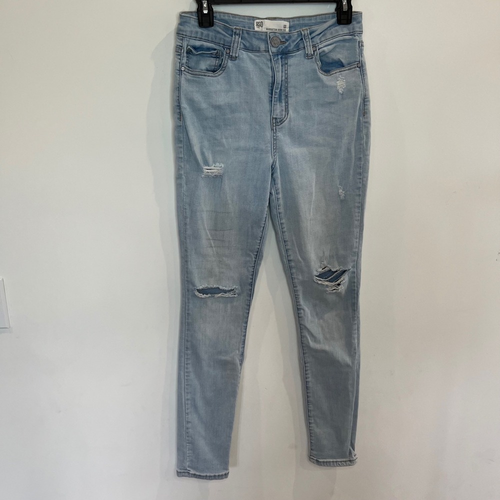 RSQ Manhattan High Rise Distressed Skinny Jeans Light Wash Size 13 - B035